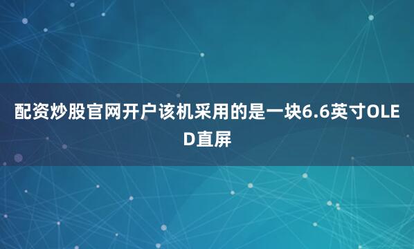 配资炒股官网开户该机采用的是一块6.6英寸OLED直屏