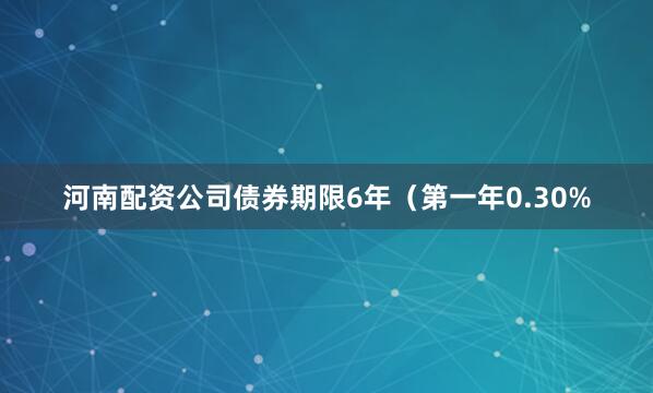 河南配资公司债券期限6年（第一年0.30%